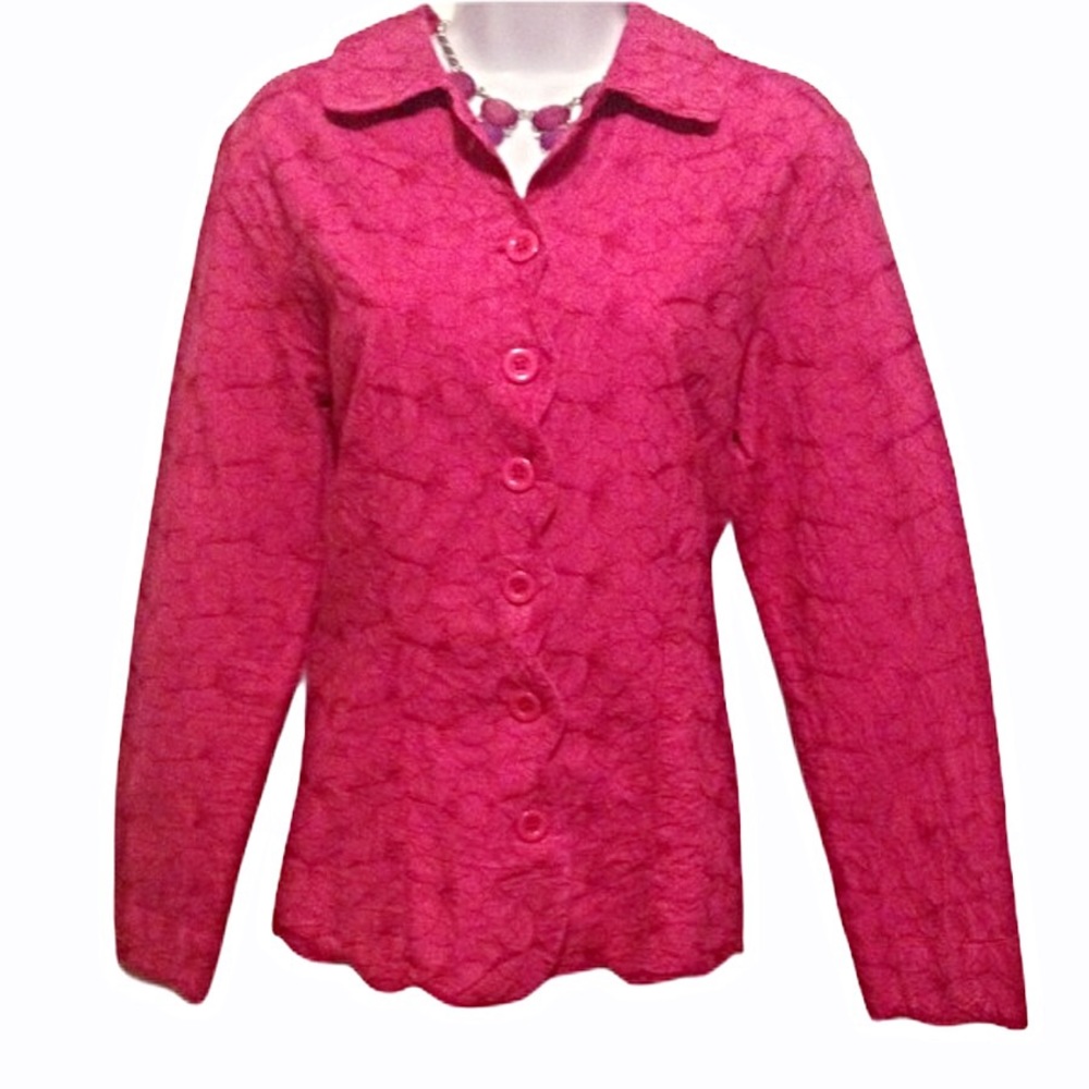 Rose Pink Scalloped Edged  Cotton Jacket